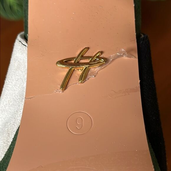 Lulu Hun ModCloth Black, White & Green peep toe Slingback Heels platform size 9 - Picture 9 of 10